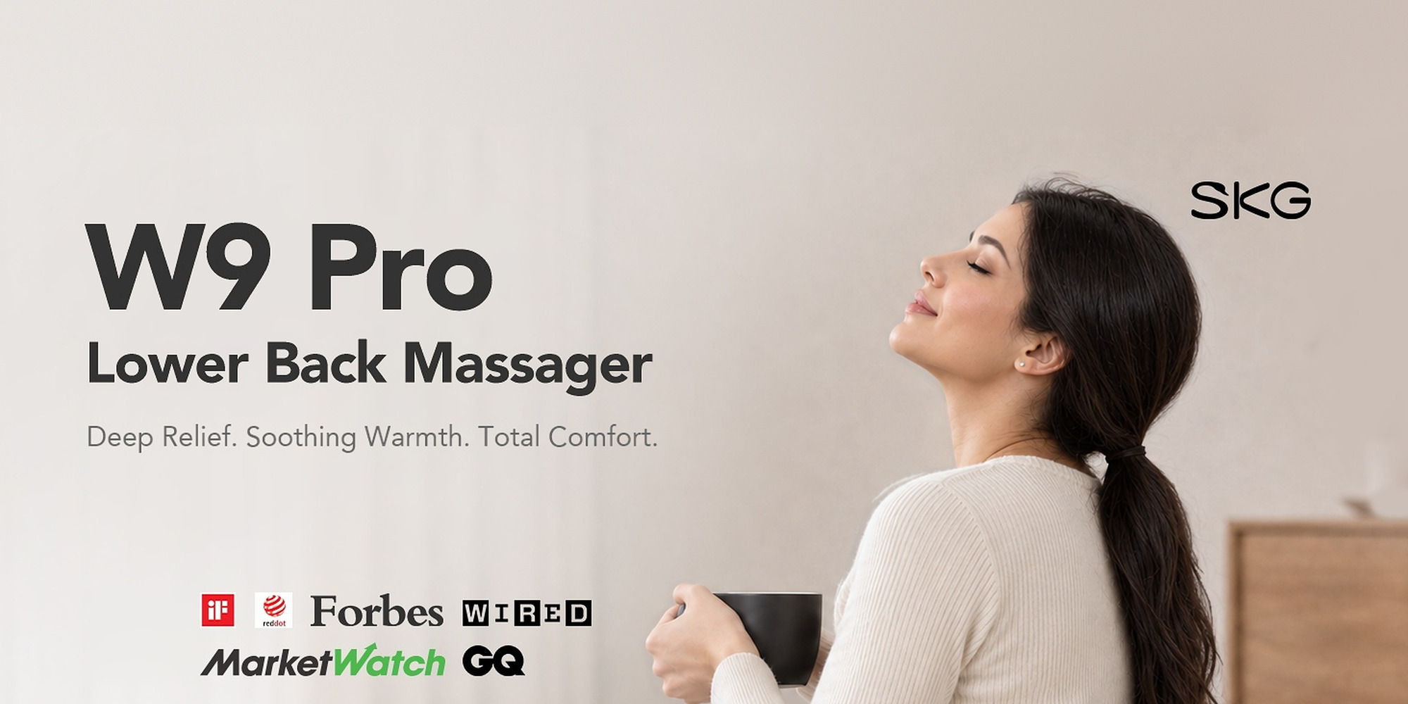 W9 Pro Lower Back Massager (press logos)